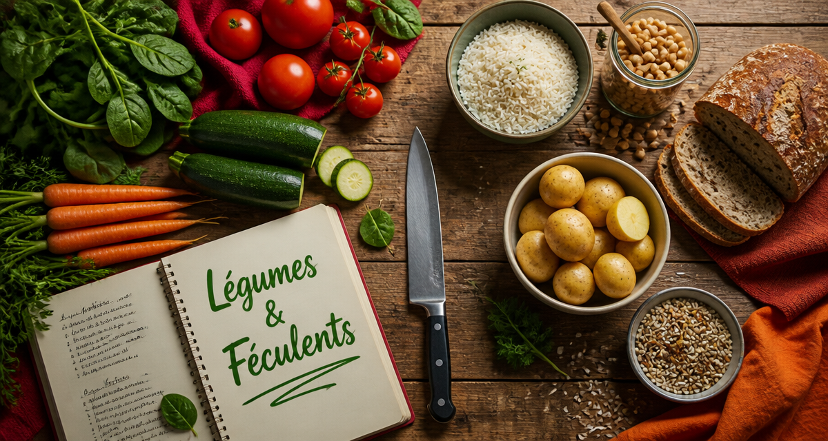liste des legumes et feculents sur table