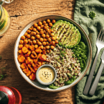 Nourriture healthy Buddha bowl coloré sur table