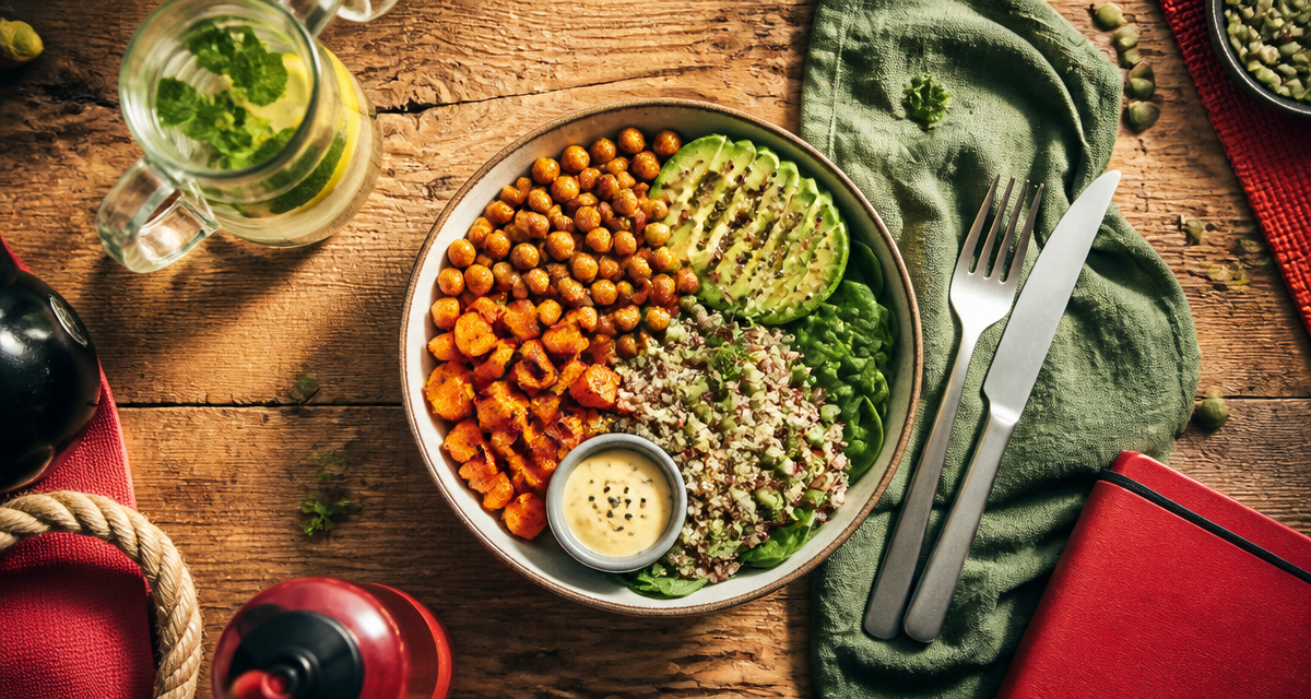 Nourriture healthy Buddha bowl coloré sur table