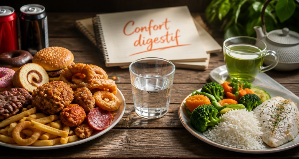 probleme de digestion aliments a eviter assiettes fritures et legumes