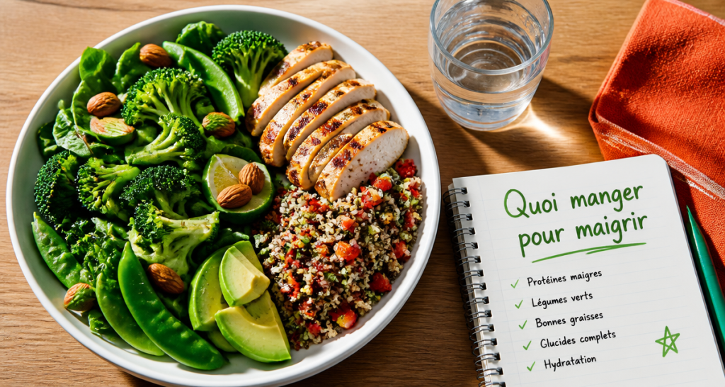 quoi manger pour maigrir assiette légumes poulet quinoa