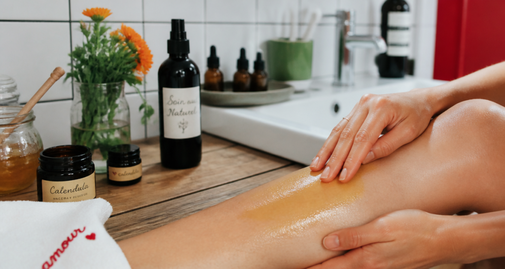 soin au naturel application huile végétale