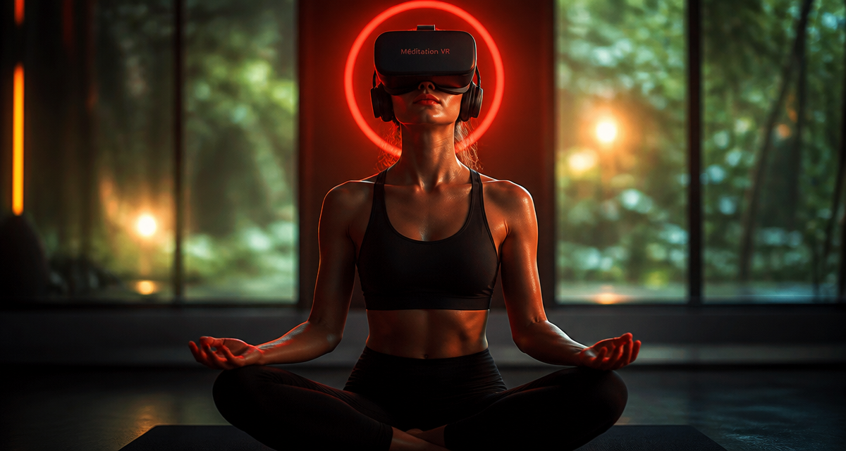 vr meditation personne casque yoga forêt