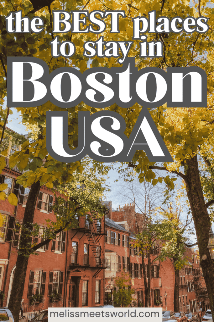 This beautiful part of Boston is called Beacon Hill, and is full of unique brownstones. Some brownstones have black shutters, others have bay windows, and some with fire escapes down the front which give the buildings so much character, especially with the fall foliage surrounding this photo.