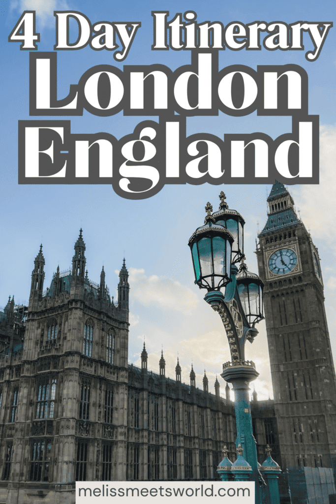 One of the best views of Big Ben and Parliament in London from Westminster Bridge. You have to add these to your 4 day London itinerary.
