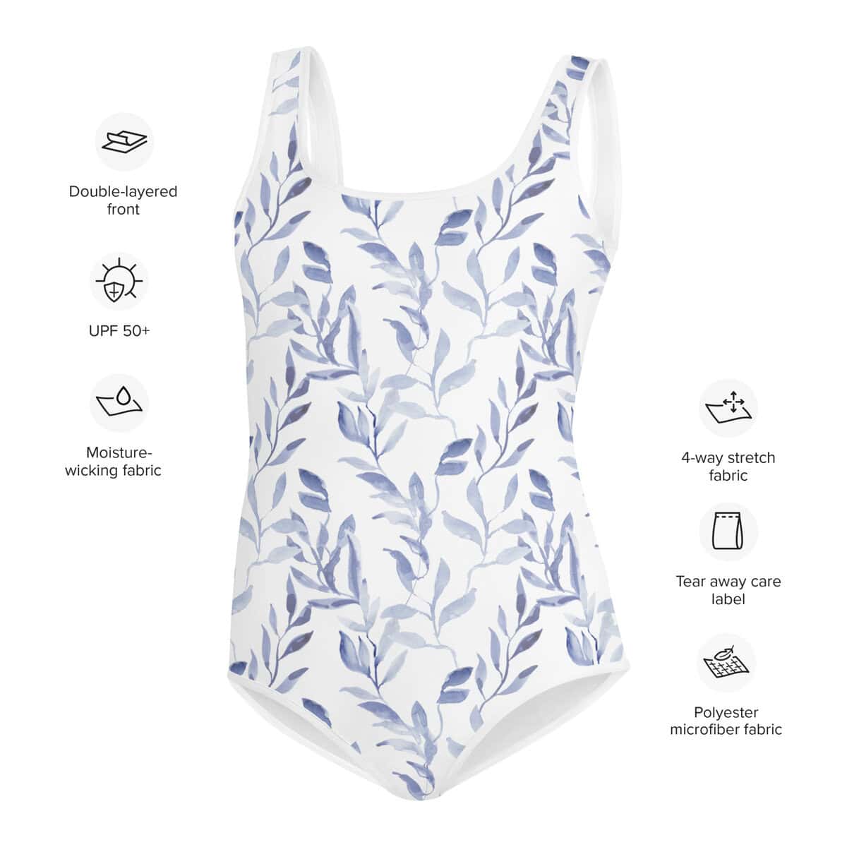 Blue Leaf | All-Over Print Youth Swimsuit
