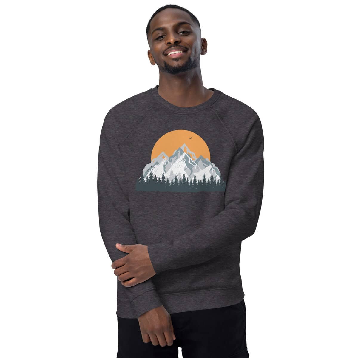 Mountain Sunset | Unisex organic raglan sweatshirt