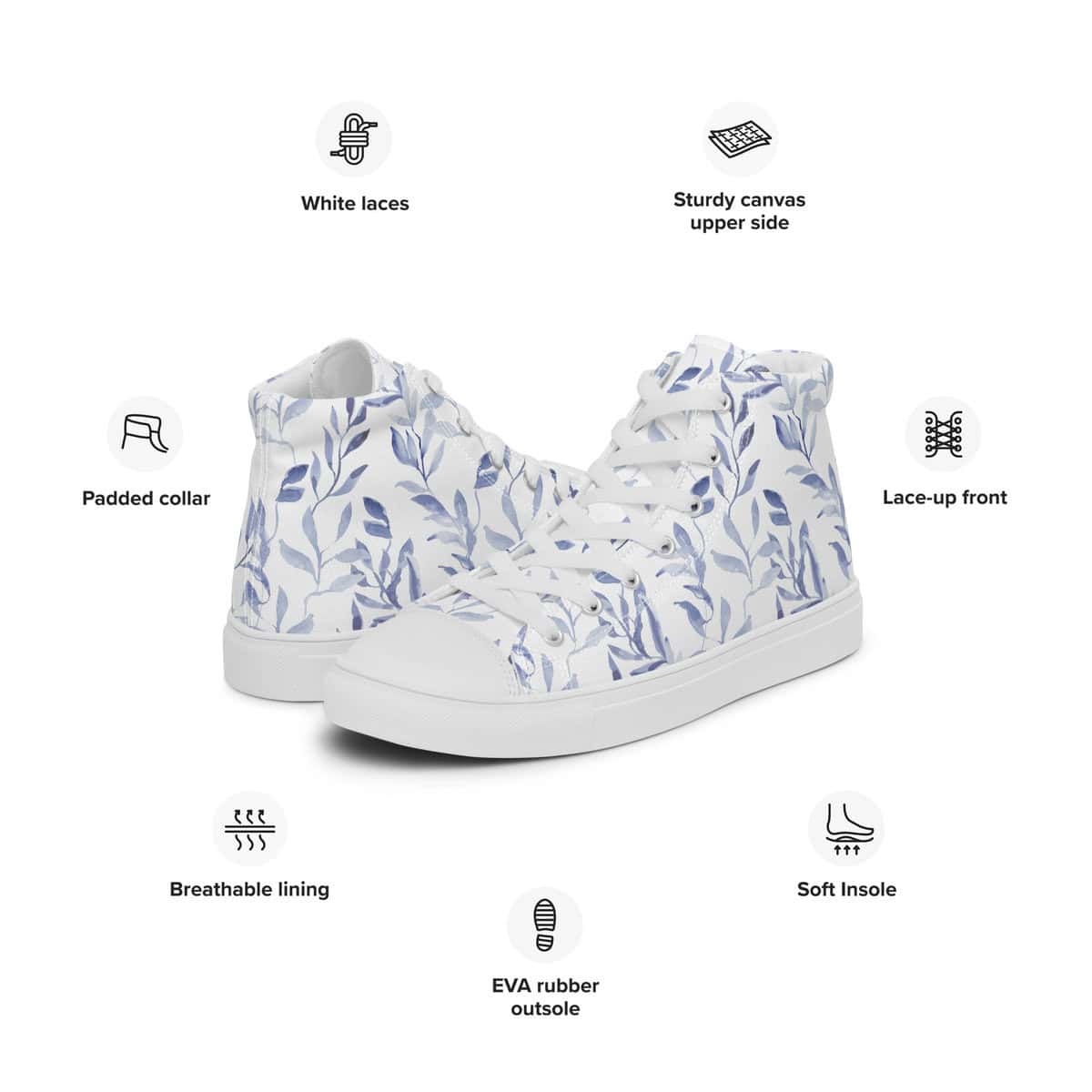 Blue Leaf | Women’s high top canvas shoes