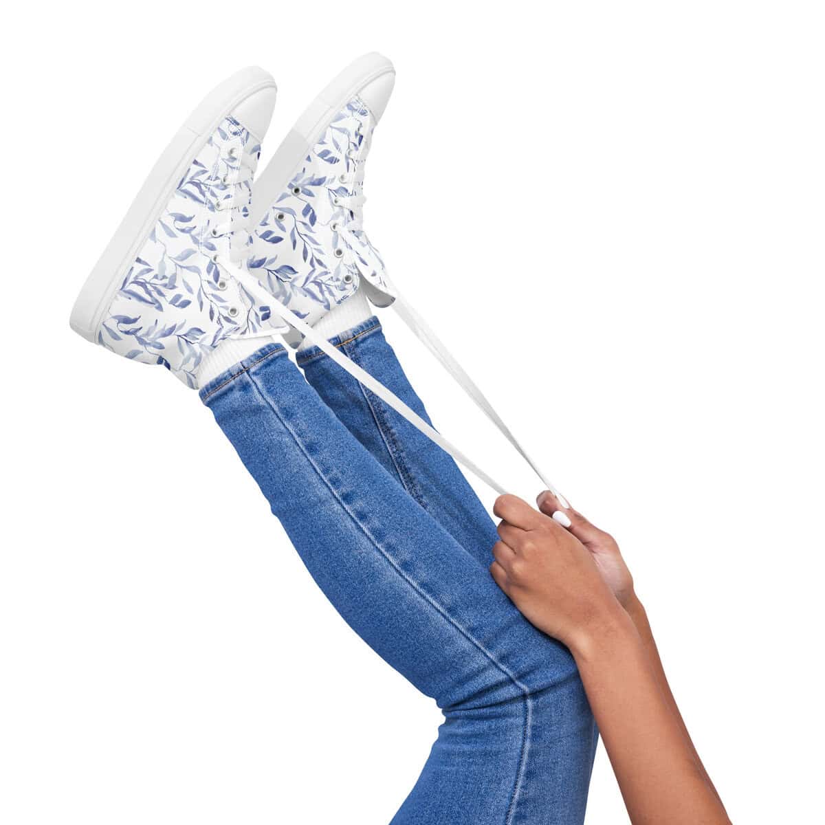Blue Leaf | Women’s high top canvas shoes