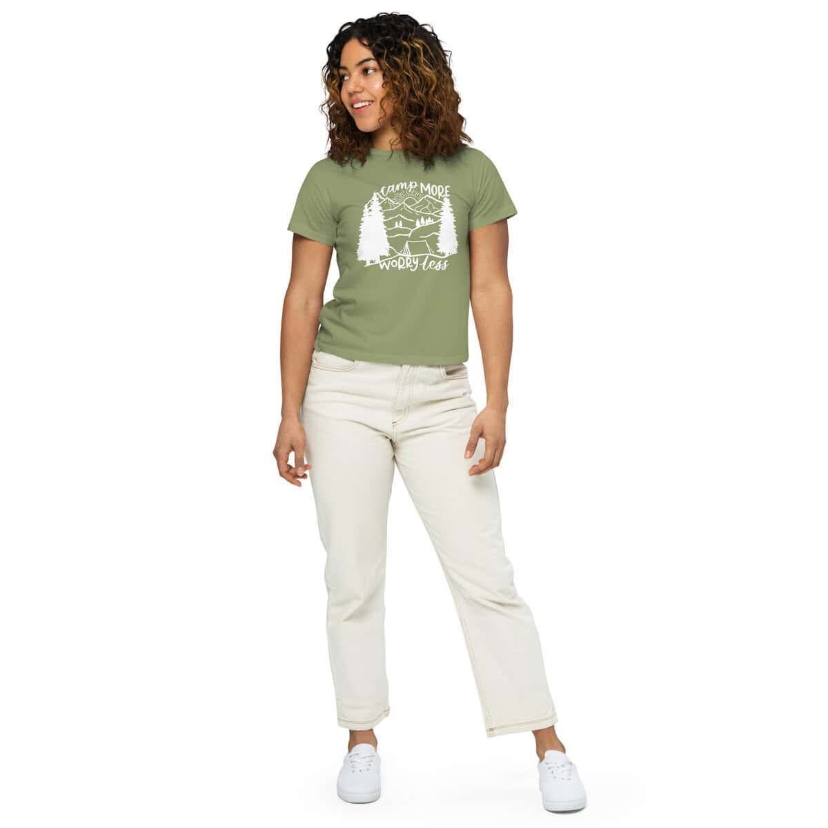 Camp More Worry Less | Women’s high-waisted t-shirt