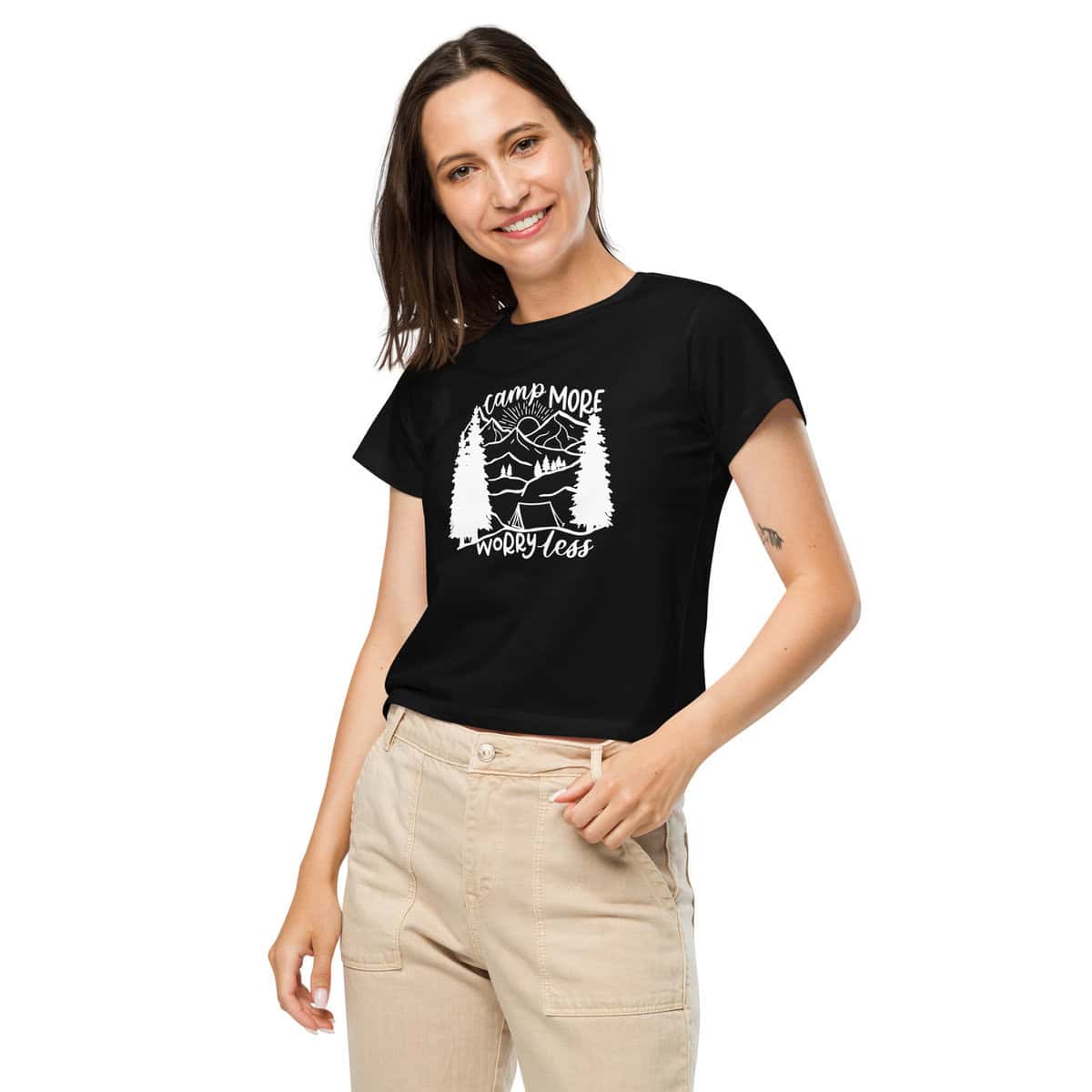 Camp More Worry Less | Women’s high-waisted t-shirt