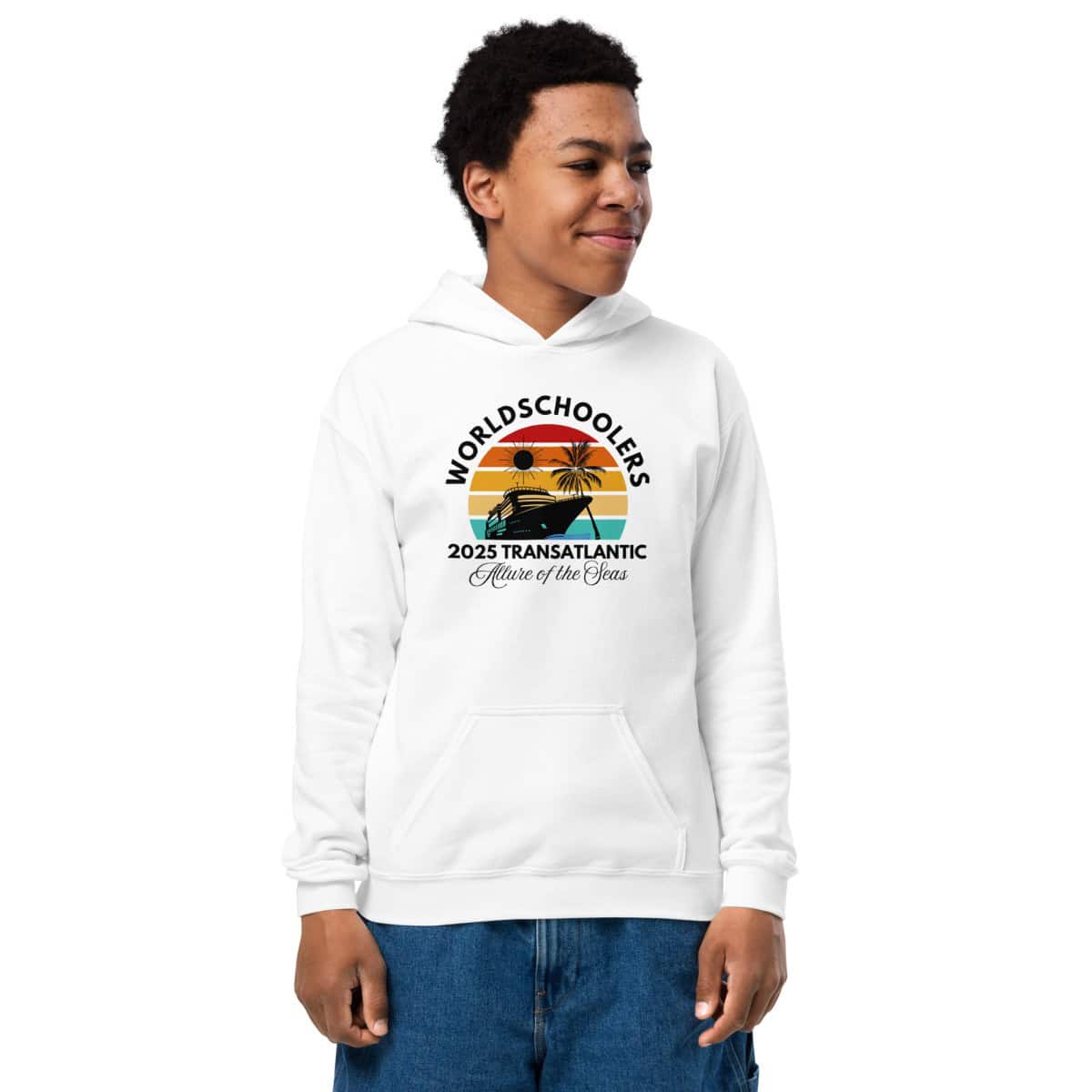Transatlantic Allure of the Seas 2025 | Black Font Youth hoodie