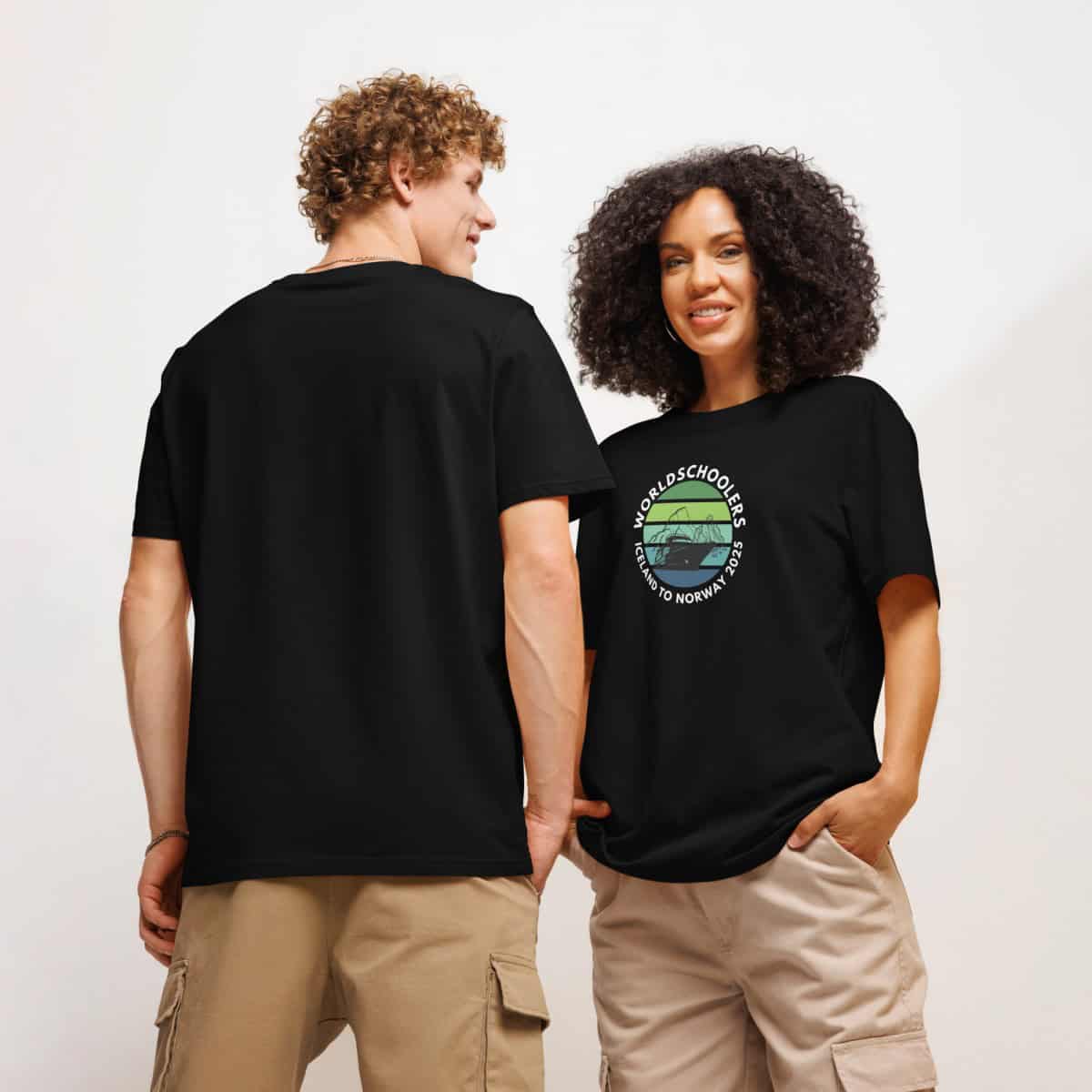 Unisex organic ribbed neck t-shirt | White Font | Iceland