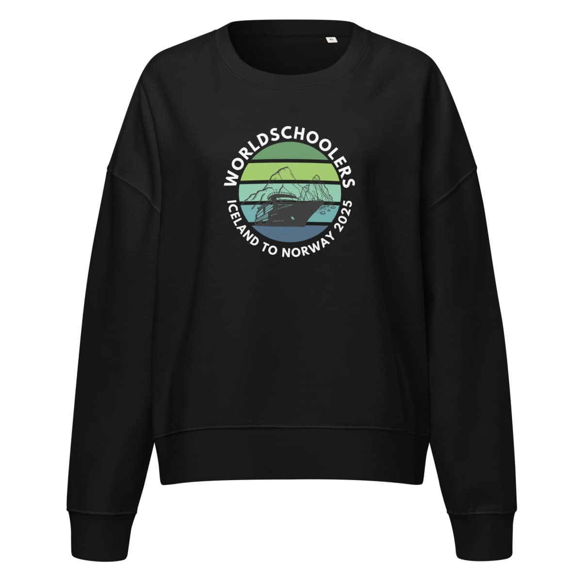 Women’s organic crew neck sweatshirt | White font | Iceland