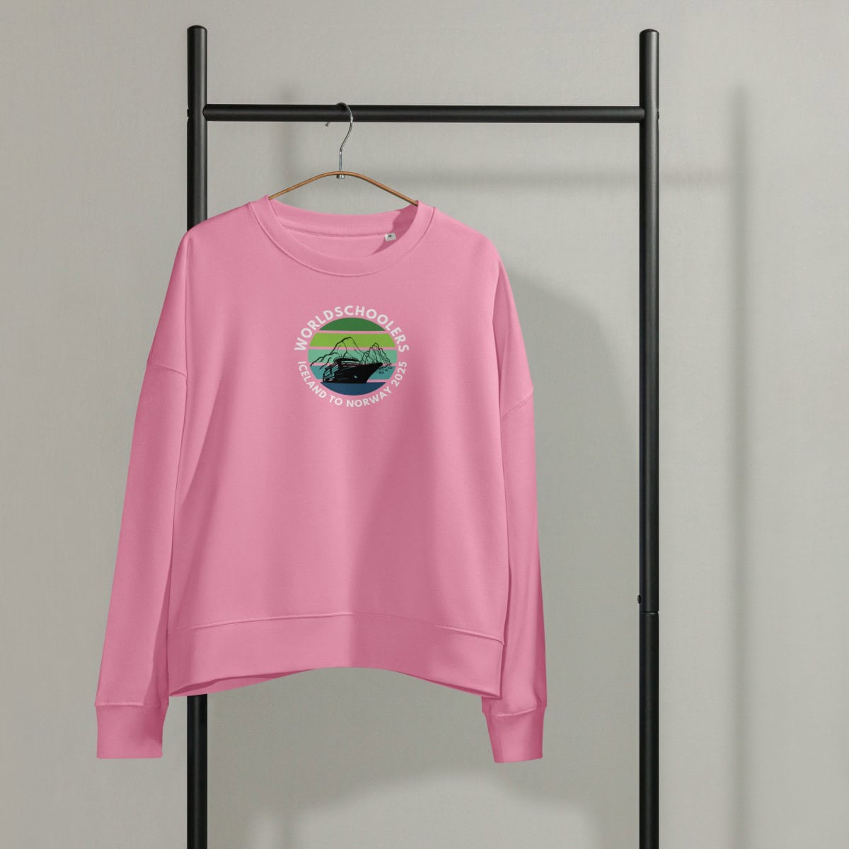 Women’s organic crew neck sweatshirt | White font | Iceland