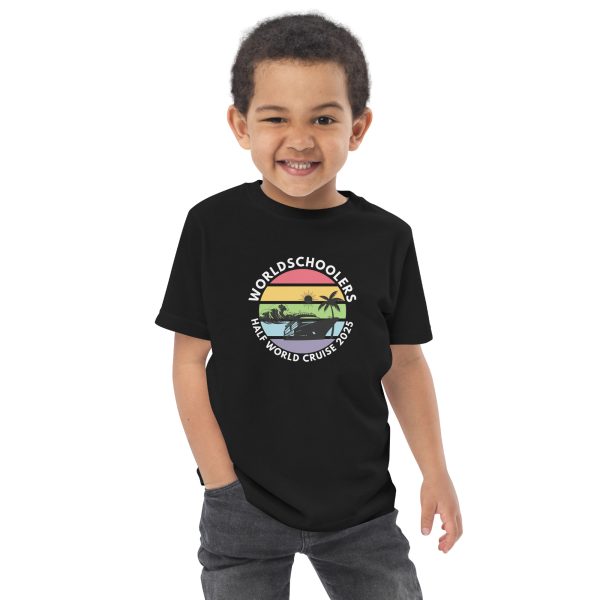 Toddler Jersey T-Shirt | White Font | Half World Cruise 2025