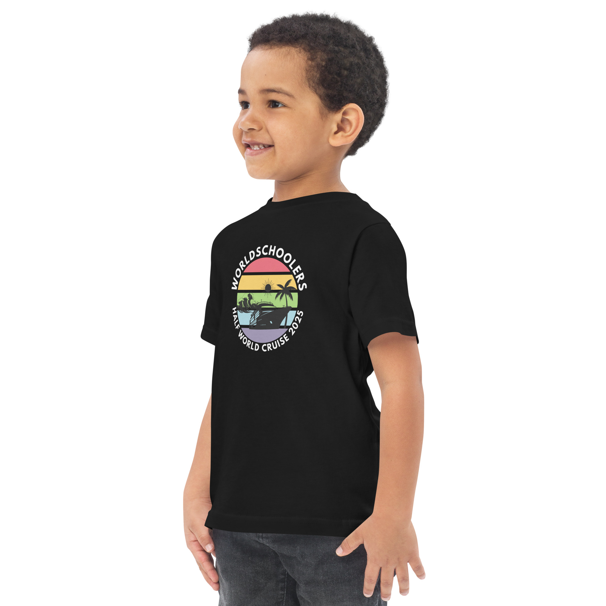 Toddler Jersey T-Shirt | White Font | Half World Cruise 2025