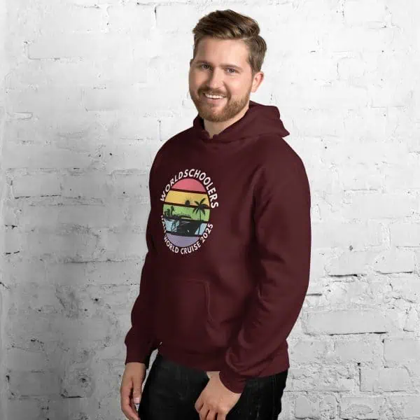 Unisex Hoodie | White Font | Half World Cruise 2025