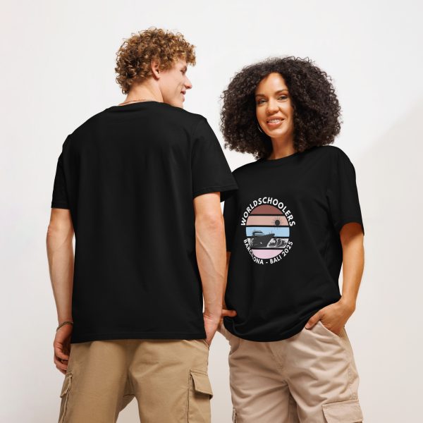 Unisex Organic T-Shirt | White Font | Barcelona - Bali 2025