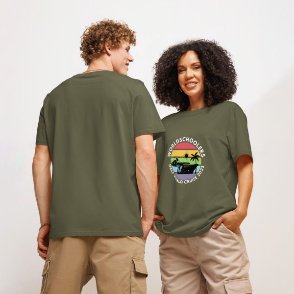 Unisex Organic T-Shirt | White Font | Half World Cruise 2025