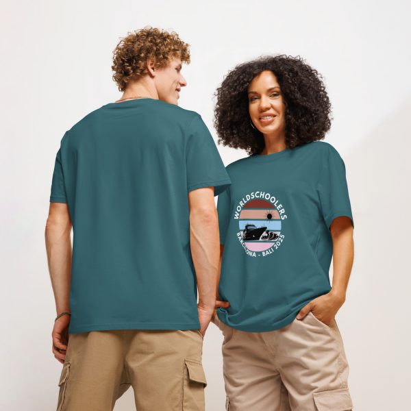 Unisex Organic T-Shirt | White Font | Barcelona - Bali 2025