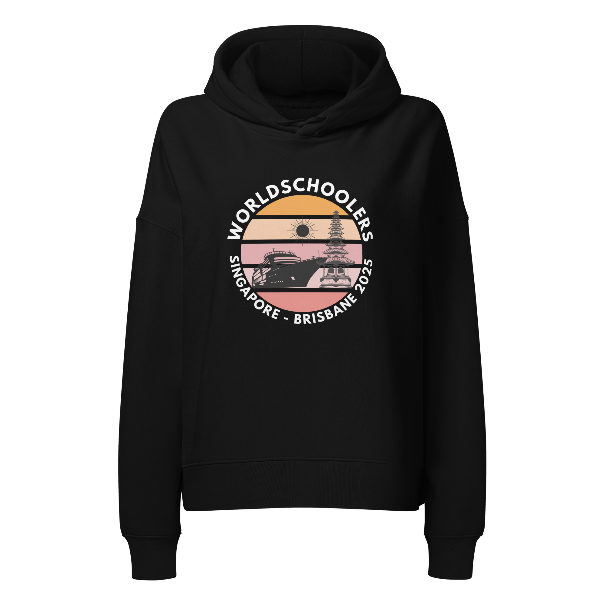 Women’s Organic Hoodie | White Font | Singapore - Brisbane 2025