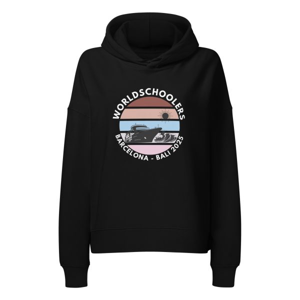 Women’s Organic Hoodie | White Font | Barcelona - Bali 2025