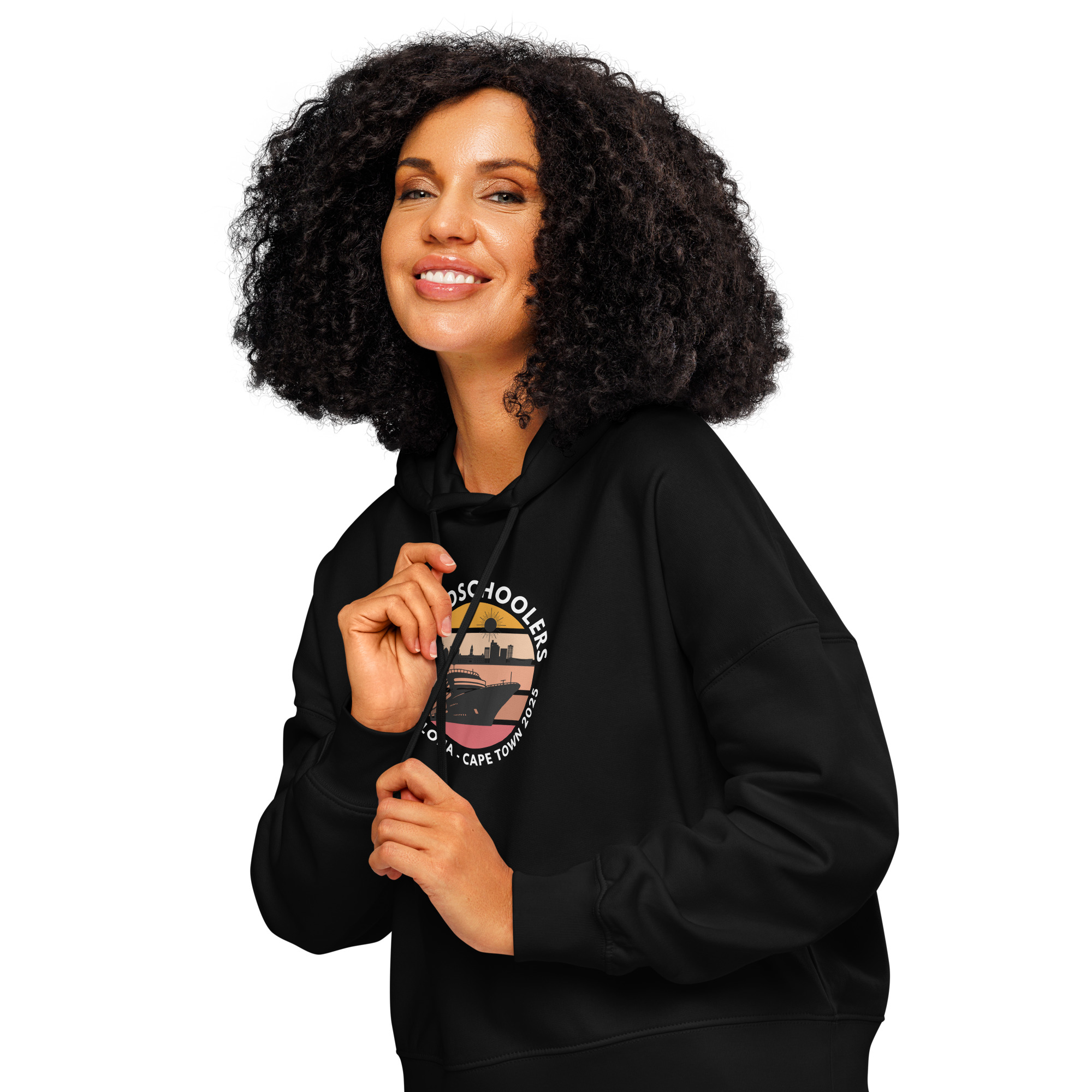 Women’s Organic Hoodie | White Font | Barcelona - Cape Town 2025