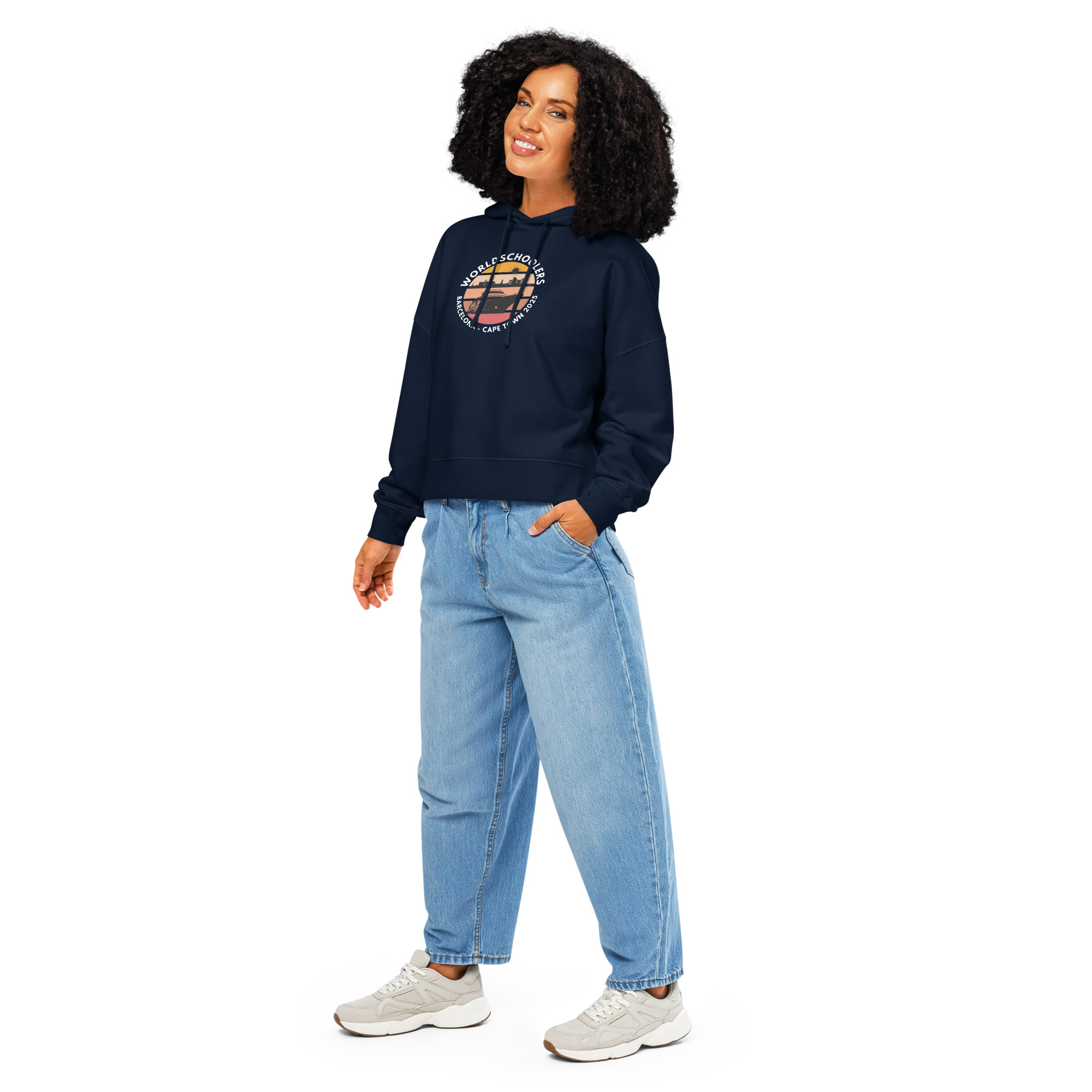 Women’s Organic Hoodie | White Font | Barcelona - Cape Town 2025