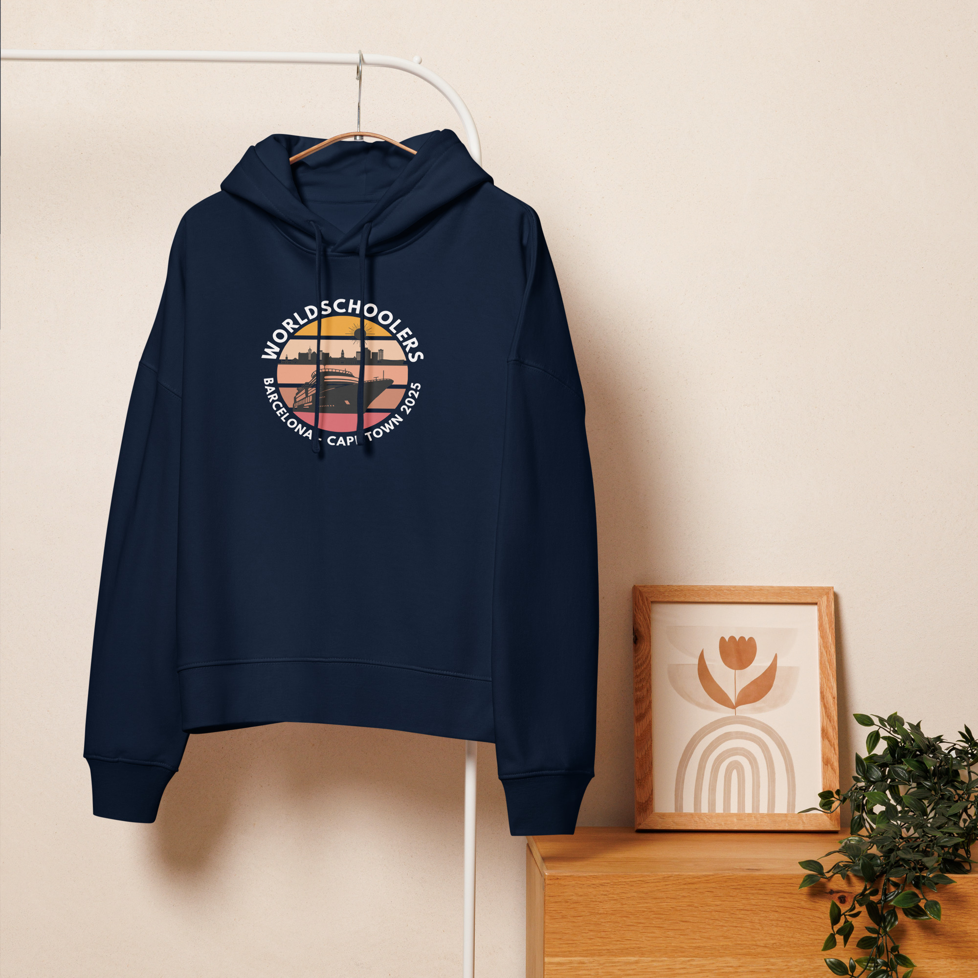 Women’s Organic Hoodie | White Font | Barcelona - Cape Town 2025