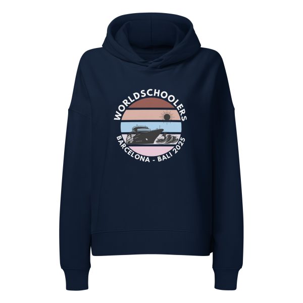 Women’s Organic Hoodie | White Font | Barcelona - Bali 2025