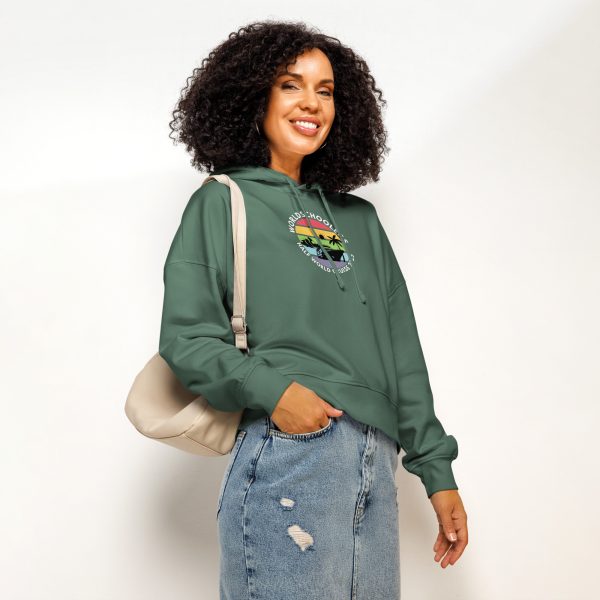 Women’s Organic Hoodie | White Font | Half World Cruise 2025