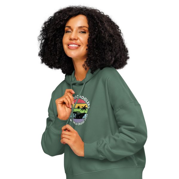 Women’s Organic Hoodie | White Font | Half World Cruise 2025