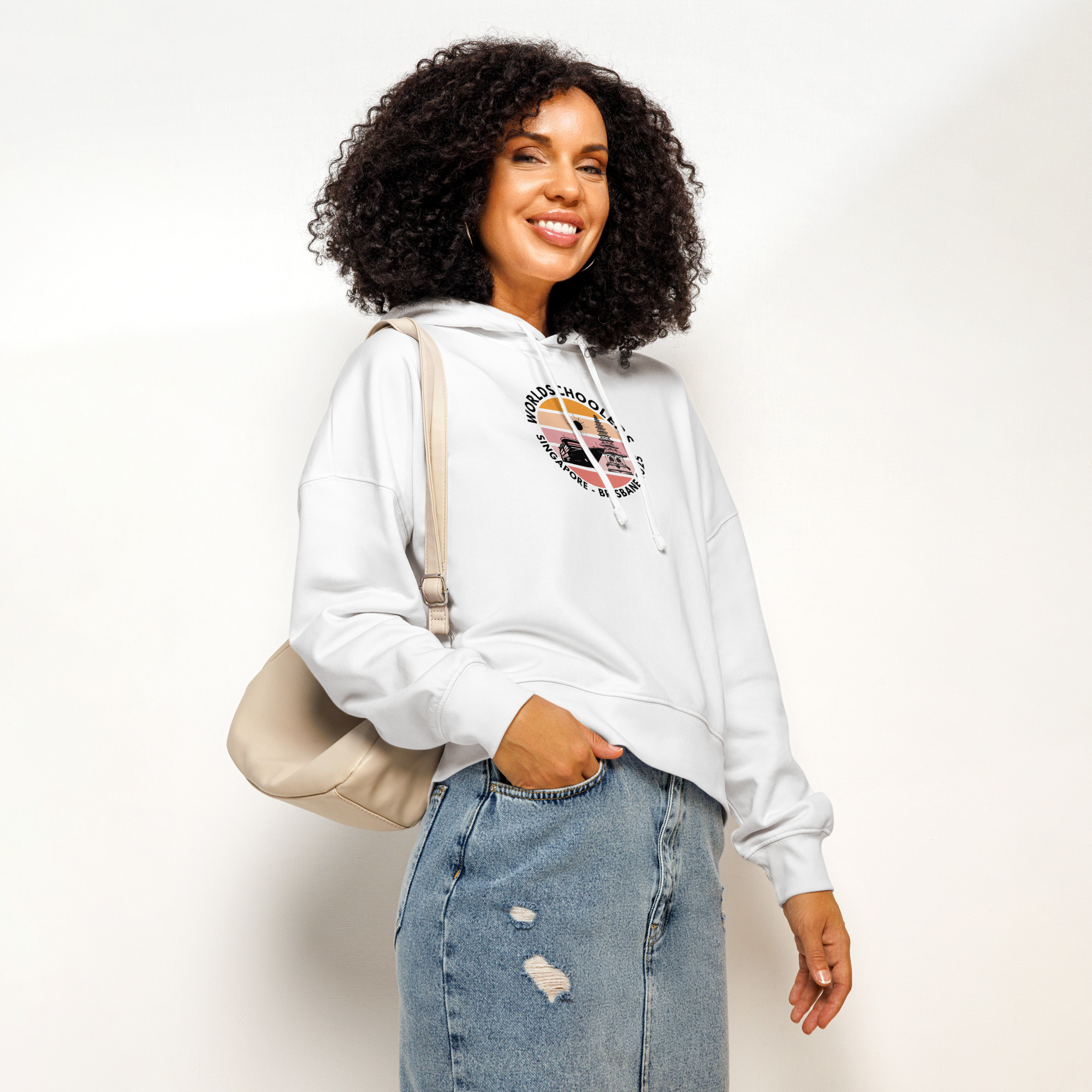 Women’s Organic Hoodie | Black Font | Singapore - Brisbane 2025