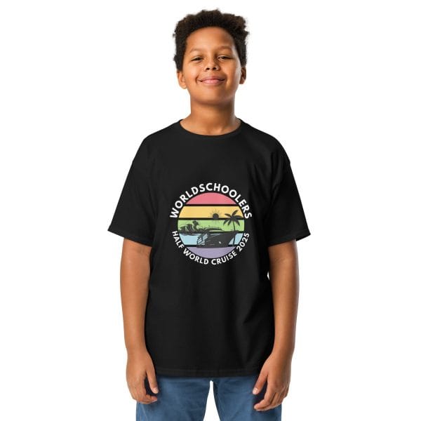 Youth Classic Tee | White Font | Half World Cruise 2025