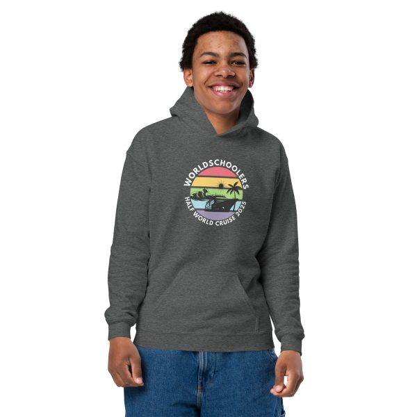 Youth Heavy Blend Hoodie | White Font | Half World Cruise 2025