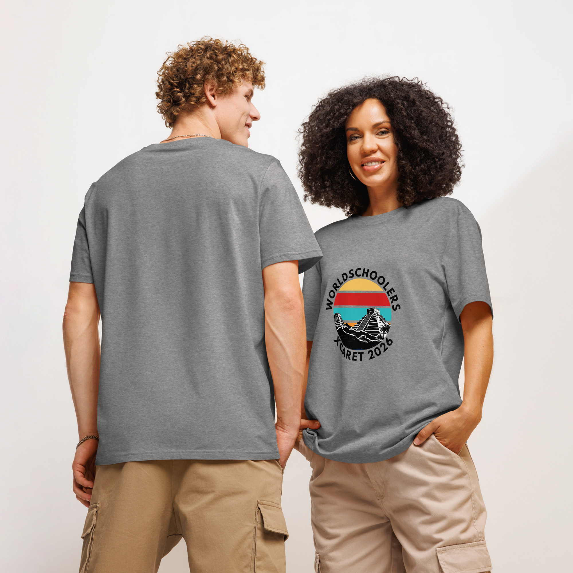 Unisex Xcaret 2026 graphic tee featuring vibrant colors and a mountain design, perfect for travel enthusiasts and fans of Xcaret. Comfortable, stylish, and ideal for casual wear or souvenirs.
