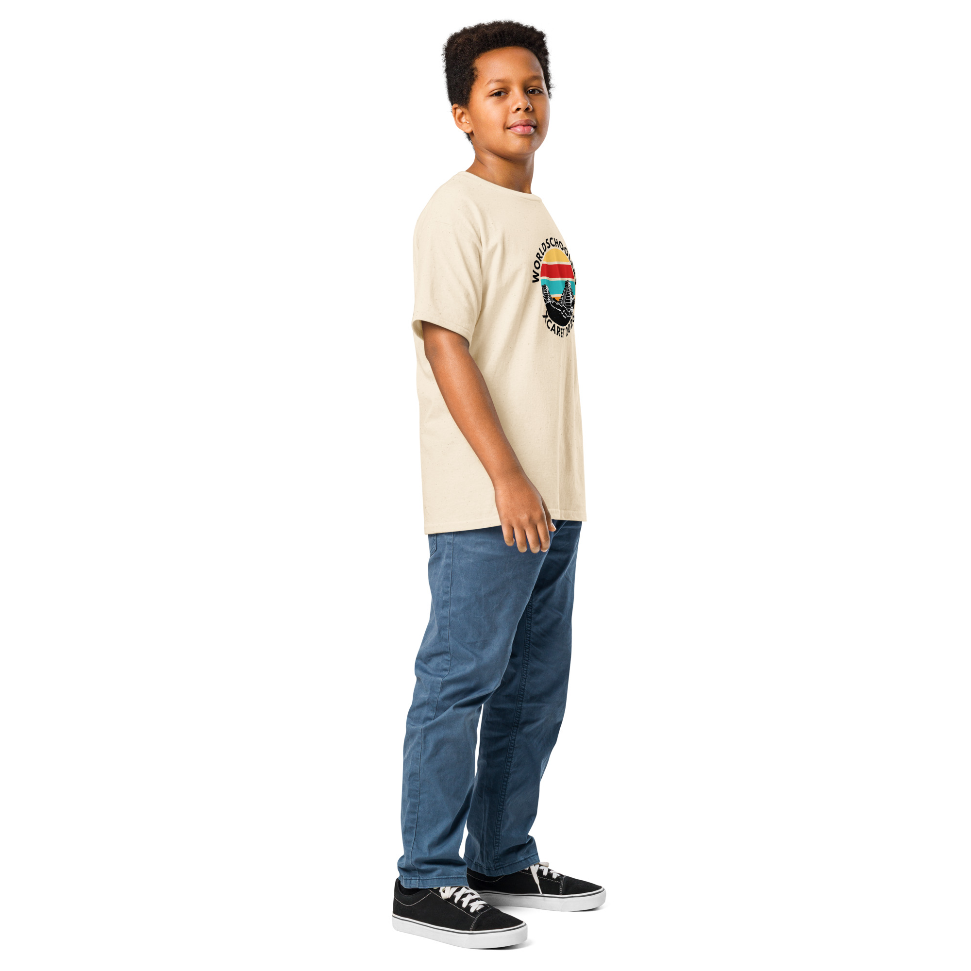 Kids wearing Xcaret 2026 youth graphic T-shirt for casual style.