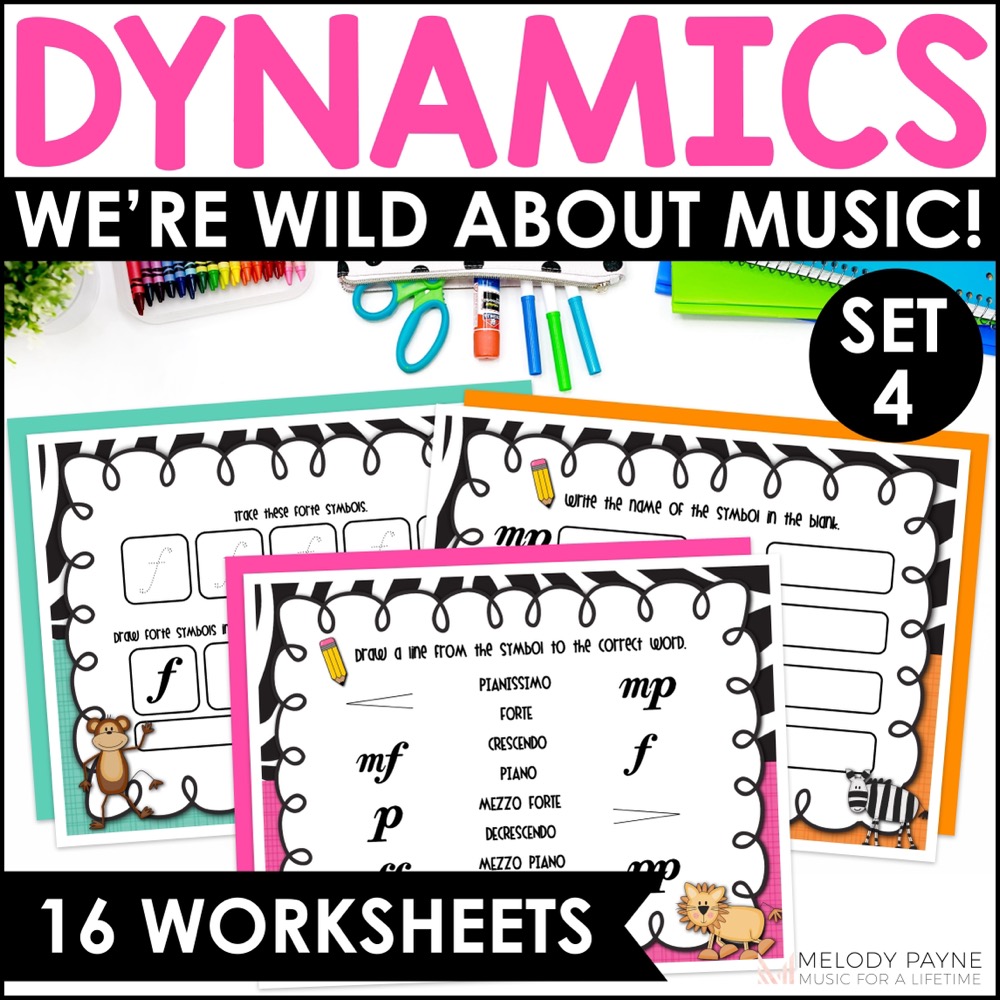 Wild About Music Worksheets for Music Class & Piano - Set 4 Dynamics