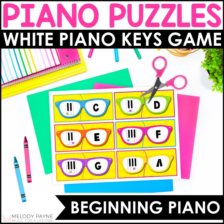 Piano Key Puzzles Beginning Piano Game for Piano Lessons