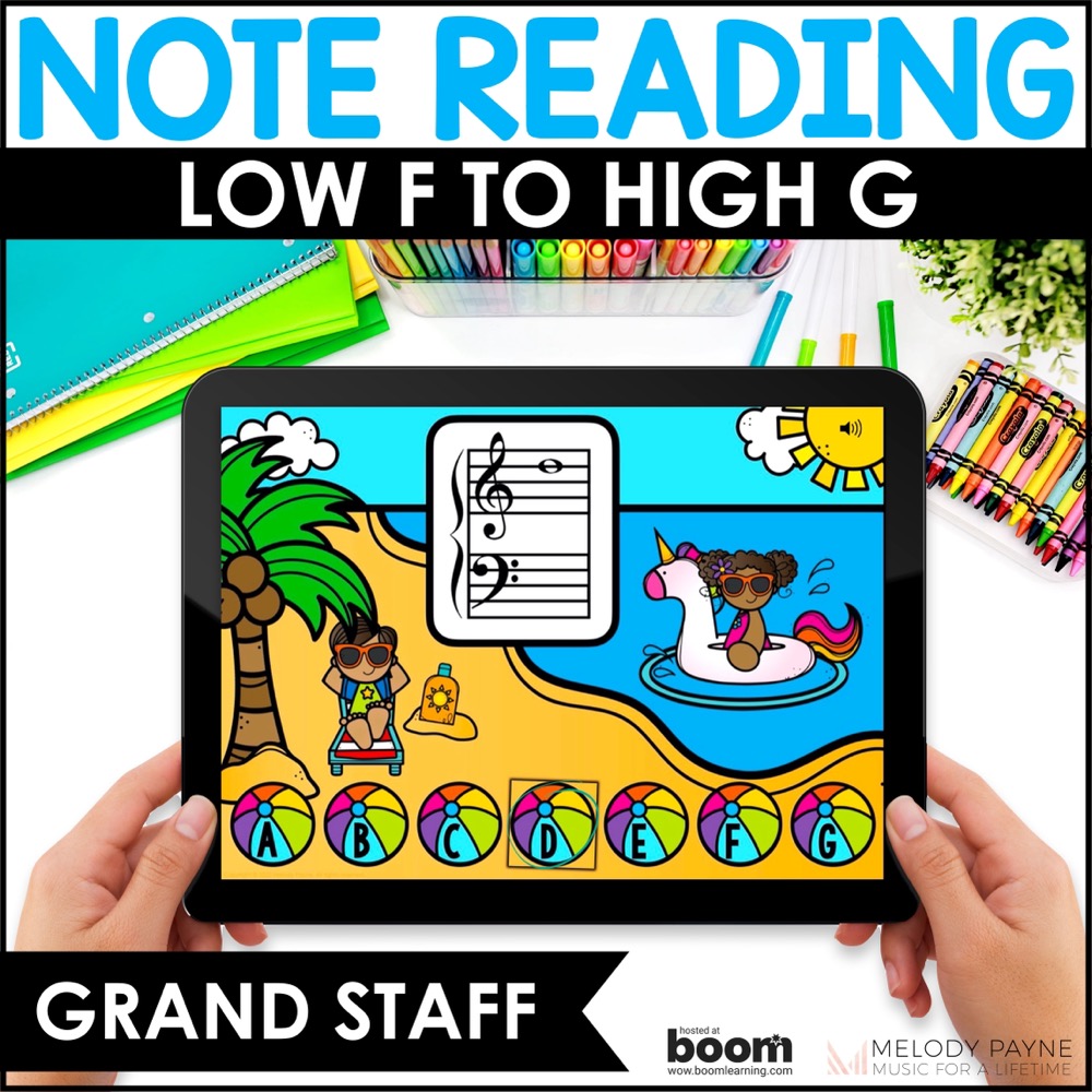 Note Naming Music BOOM™ Cards - Treble & Bass Clef Low F to High G - Grand Staff