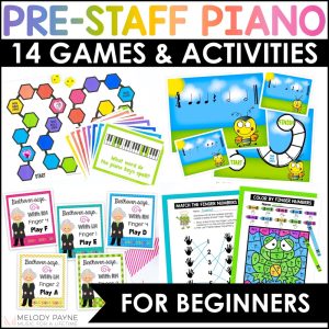 MEGA BUNDLE of 14 Beginning Piano Games, Rhythm Activities, Music Worksheets