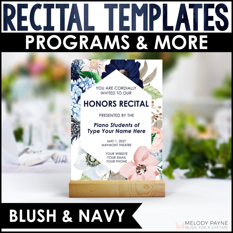 Piano Recital Template - Recital Programs, Certificates, and More - Flowers