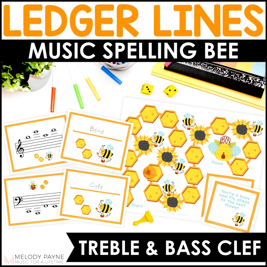 Ledger Lines Note Reading Games for Piano Lessons - Music Spelling Bee