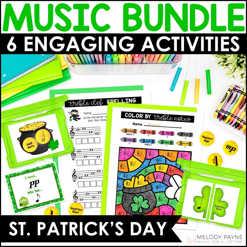 St. Patrick's Day Music Activities Bundle - Games, Coloring, Worksheets, & More!