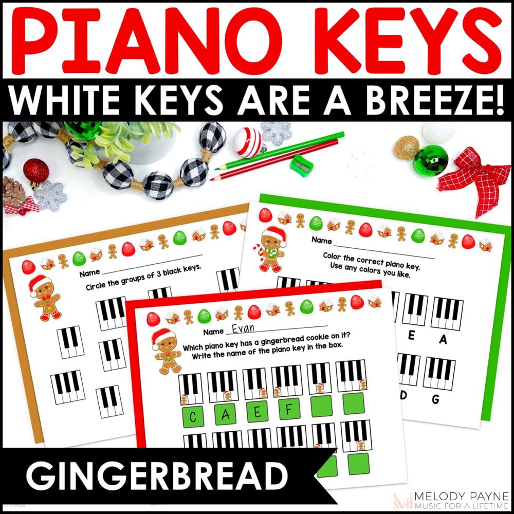 Beginner Piano Keyboard Music Worksheets - Gingerbread Piano Keys Are A Breeze