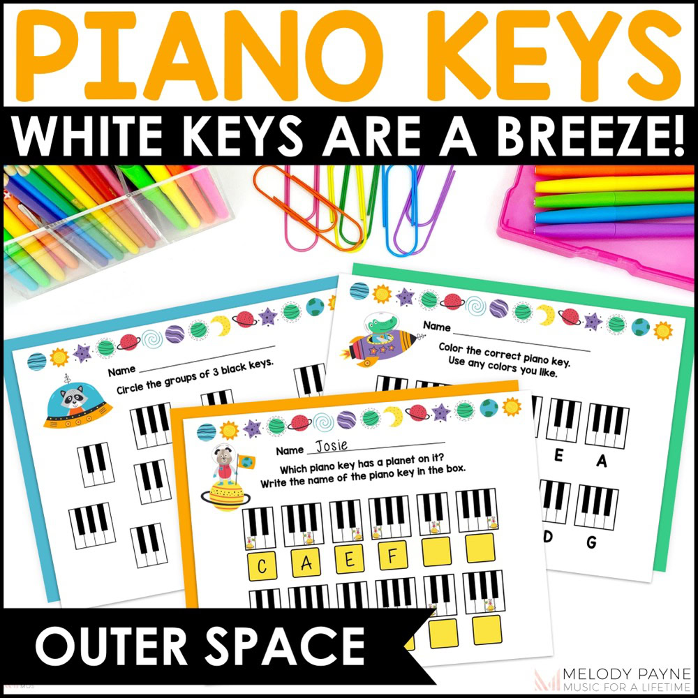 Outer Space Piano Keys Are A Breeze - Astronaut Piano Keyboard Music Worksheets