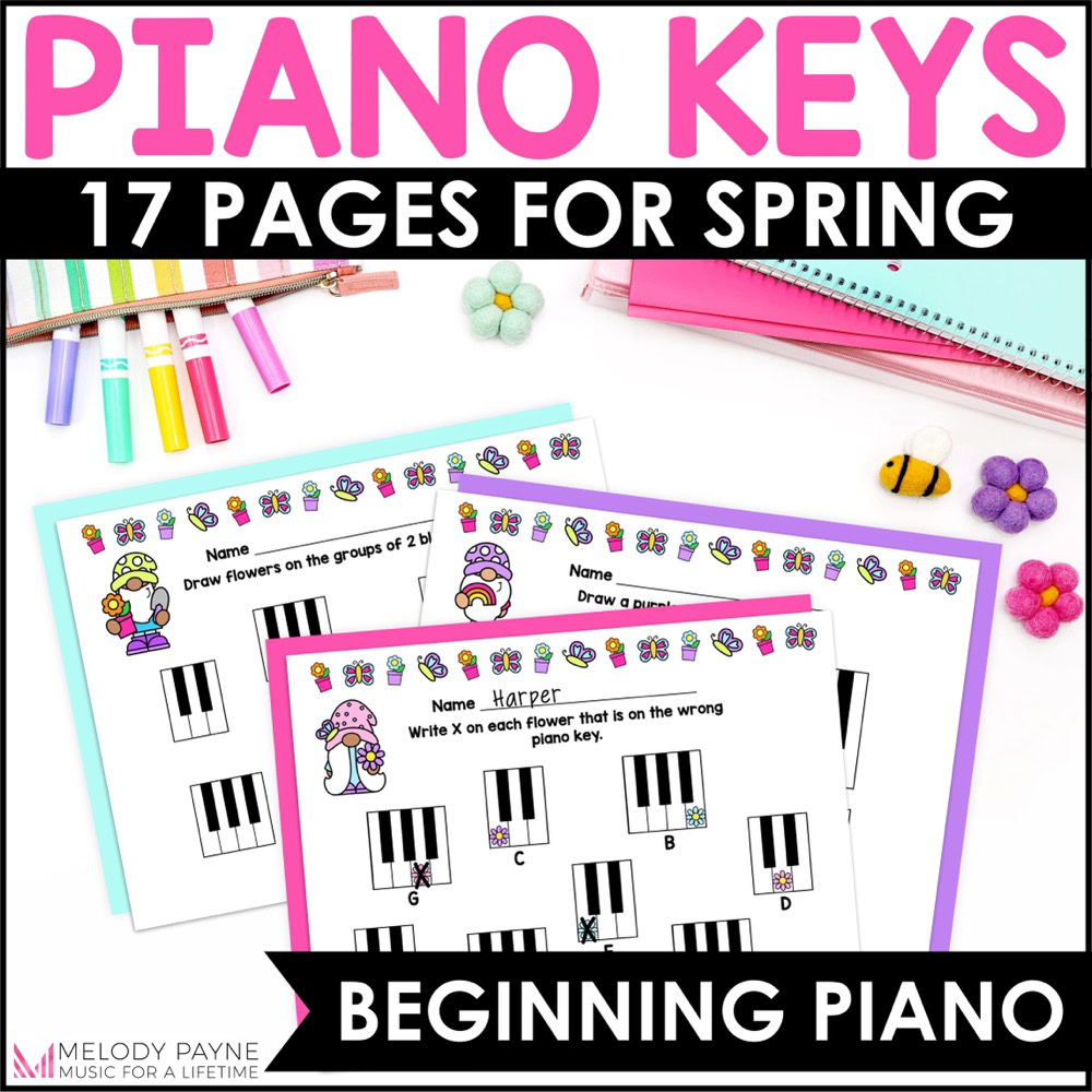 Spring White Piano Keys Worksheets for Beginners - Easy Piano Keyboard Review