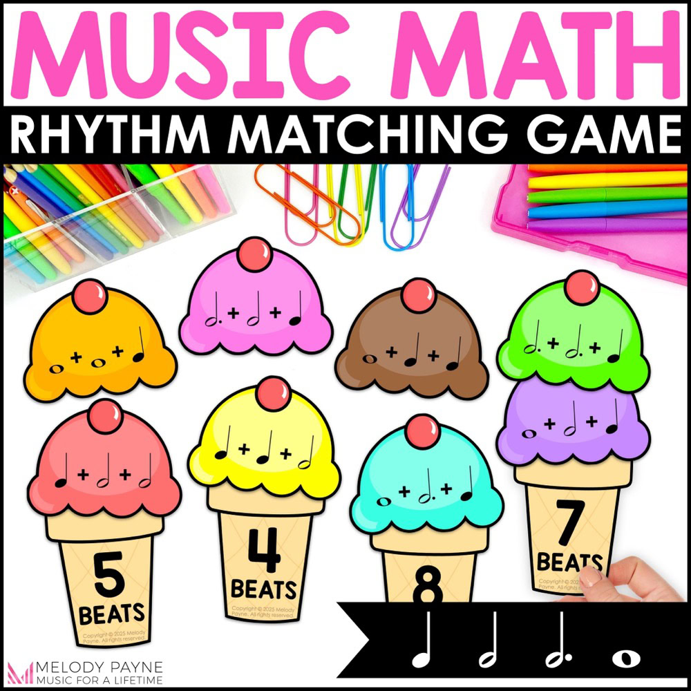 Music Math Rhythm Game - Ice Cream Music Match Summer Addition with Note Values
