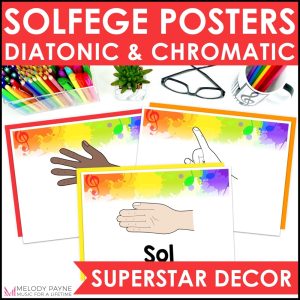 Solfege Hand Sign Posters- Kodaly Curwen Superstar Rainbow Music Classroom Decor